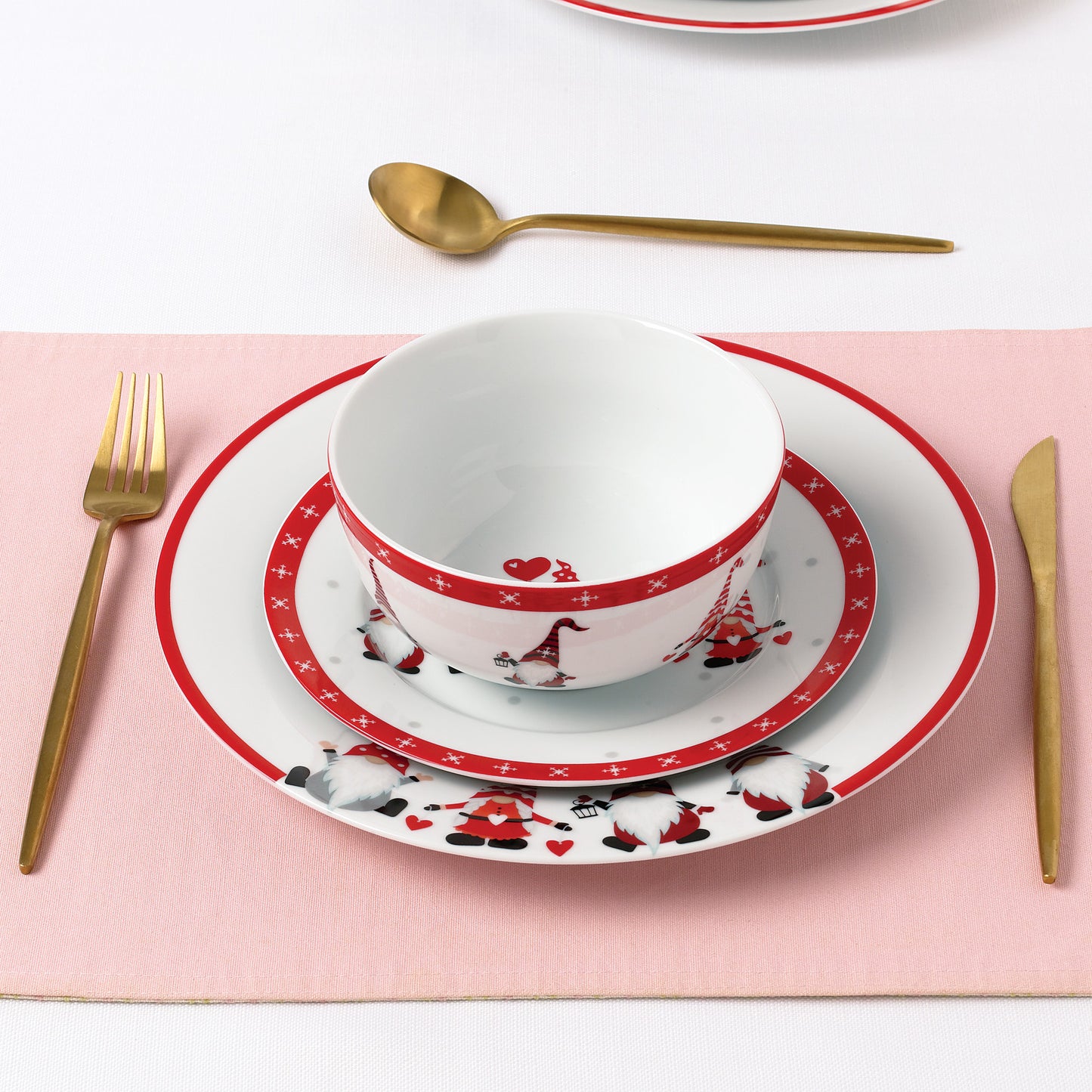 Nordic Gnome Porcelain Dinner Set, 12 Pieces