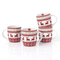 Nordic Reindeer Xmas Porcelain Mug Set, 4 Pieces