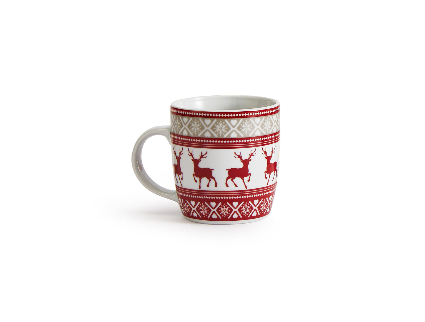 Nordic Reindeer Xmas Porcelain Mug Set, 4 Pieces