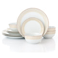 Waterside 12pc GOLD Radiance Porcelain Dinnerware Set (video included)
