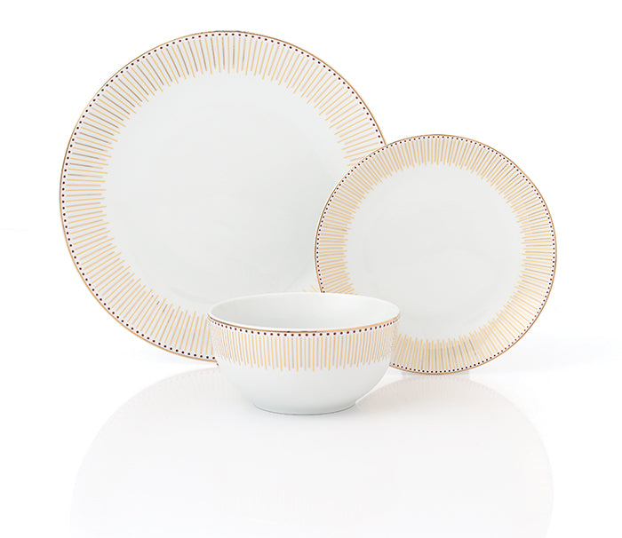 Waterside 12pc GOLD Radiance Porcelain Dinnerware Set (video included)