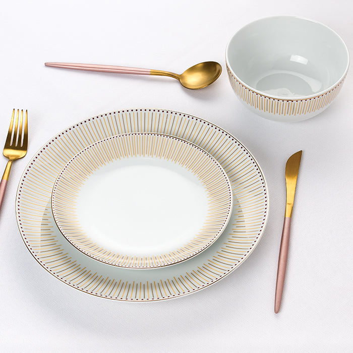 Waterside 12pc GOLD Radiance Porcelain Dinnerware Set (video included)