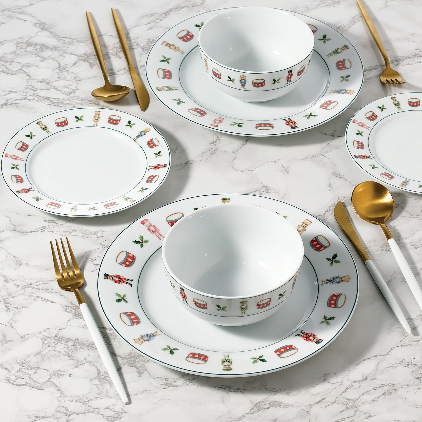 Nutcracker Porcelain Dinner Set, 12 Pieces