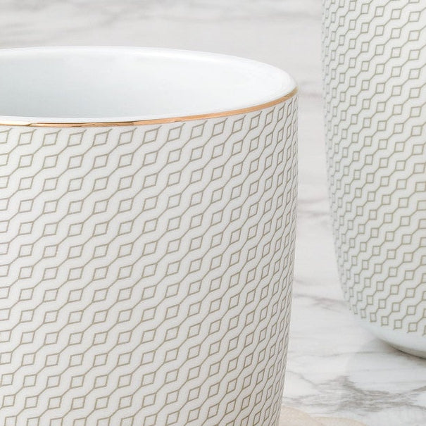 Premium Diamond & Gold Christmas Porcelain Mug Set, 4 Pieces