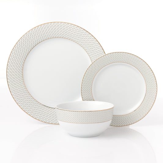 Premium Diamond & Gold Christmas Porcelain Dinner Set, 12 Pieces