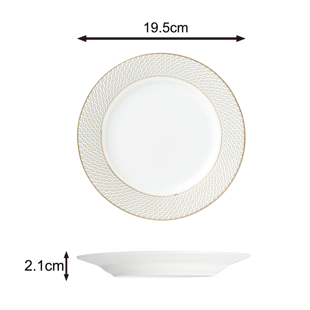 Waterside Premium 20pc Diamond & Gold Porcelain Dinnerware (video attached)
