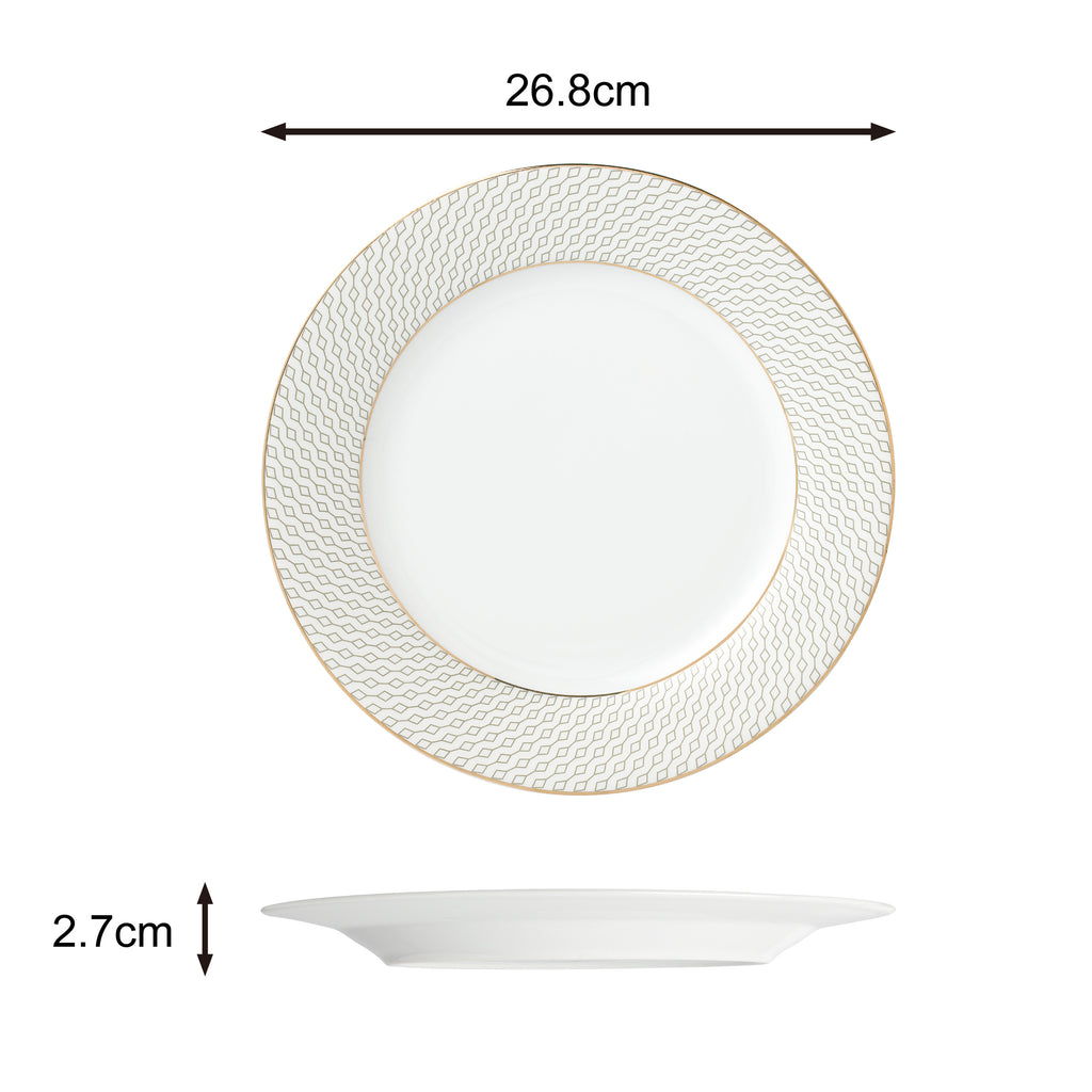 Waterside 12pc Premium Diamond & Gold  Porcelain Dinner Set (video attached)