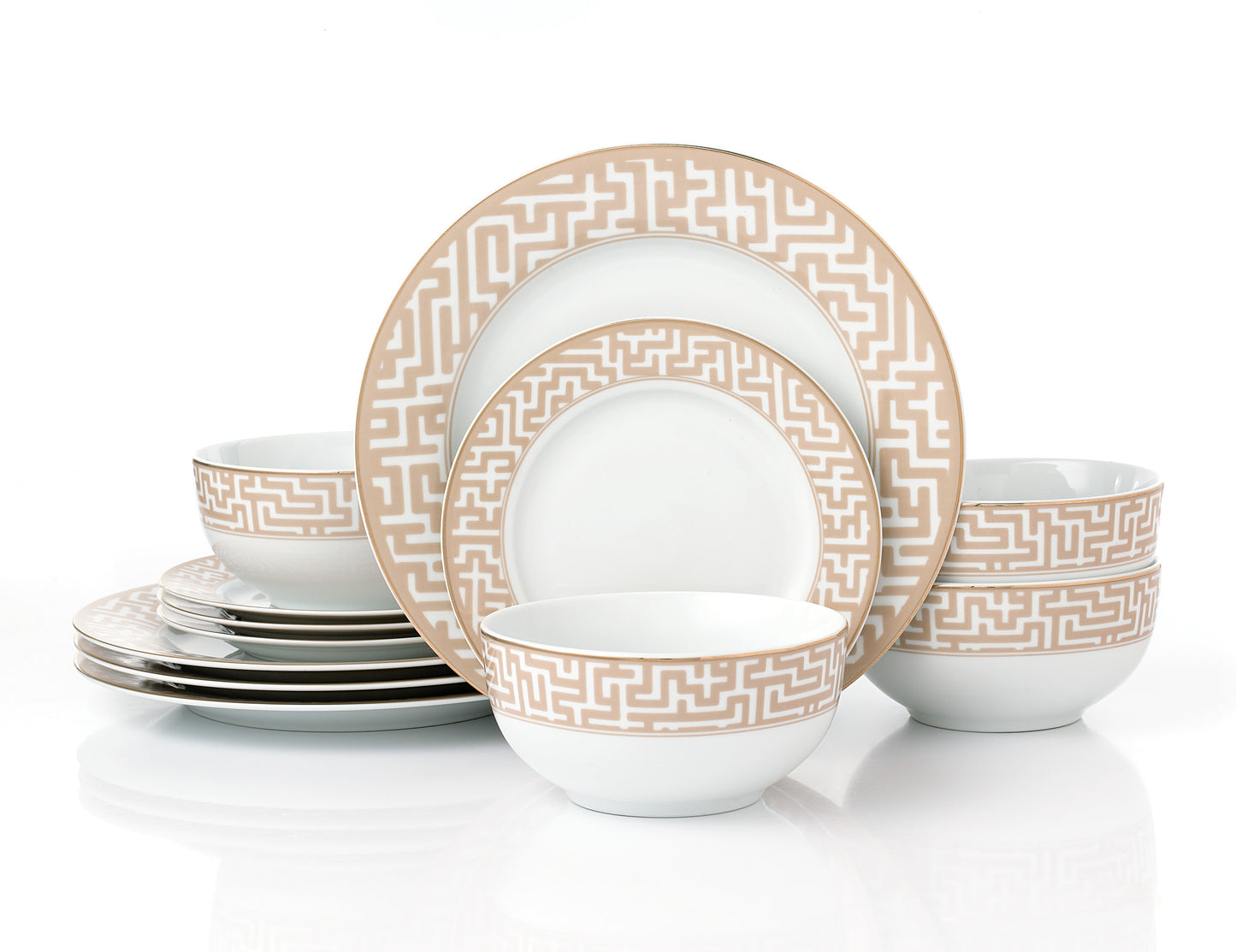 Mosaic Christmas Porcelain Dinner Set, 12 Pieces