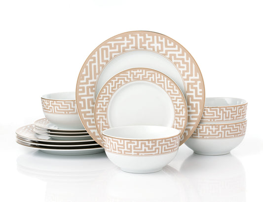Mosaic Christmas Porcelain Dinner Set, 12 Pieces