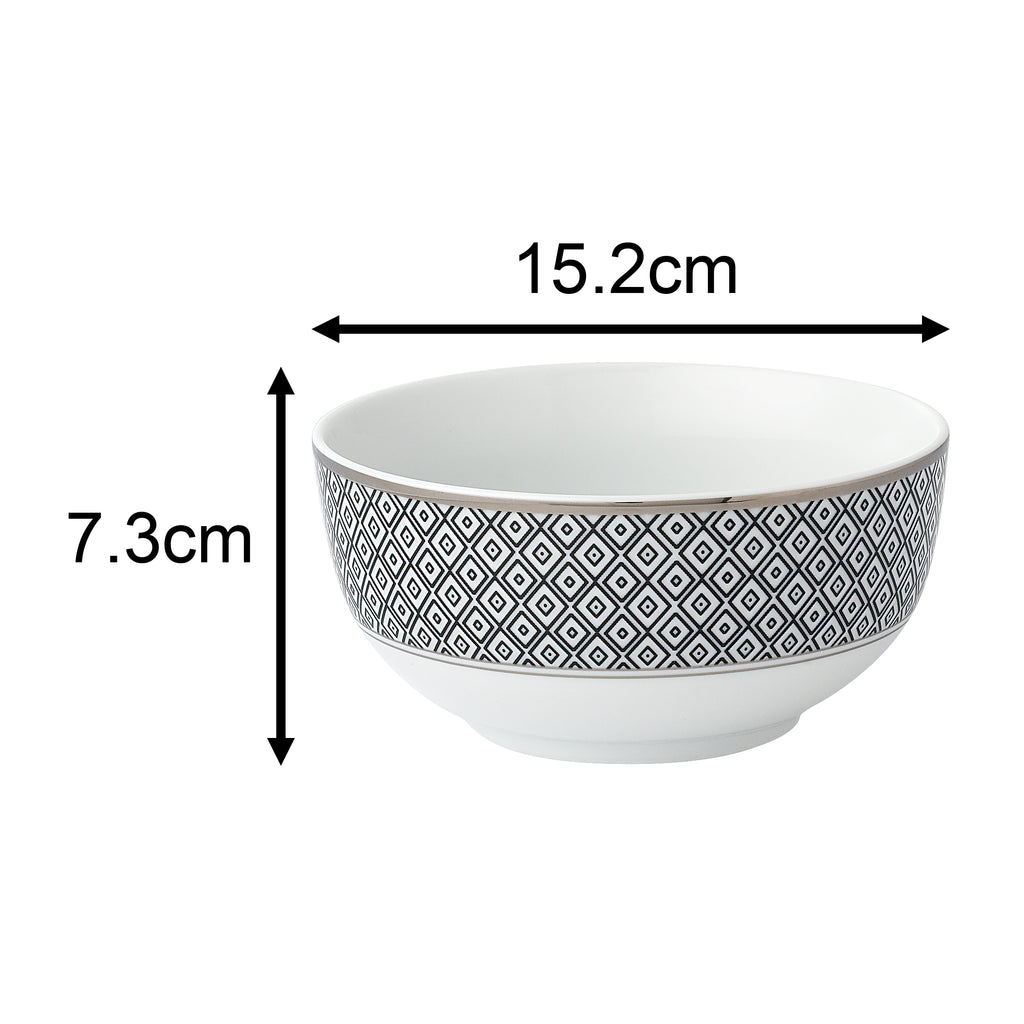 Waterside 16pc Black Diamond Silver Rim Porcelain Dinnerware Set (video attached)