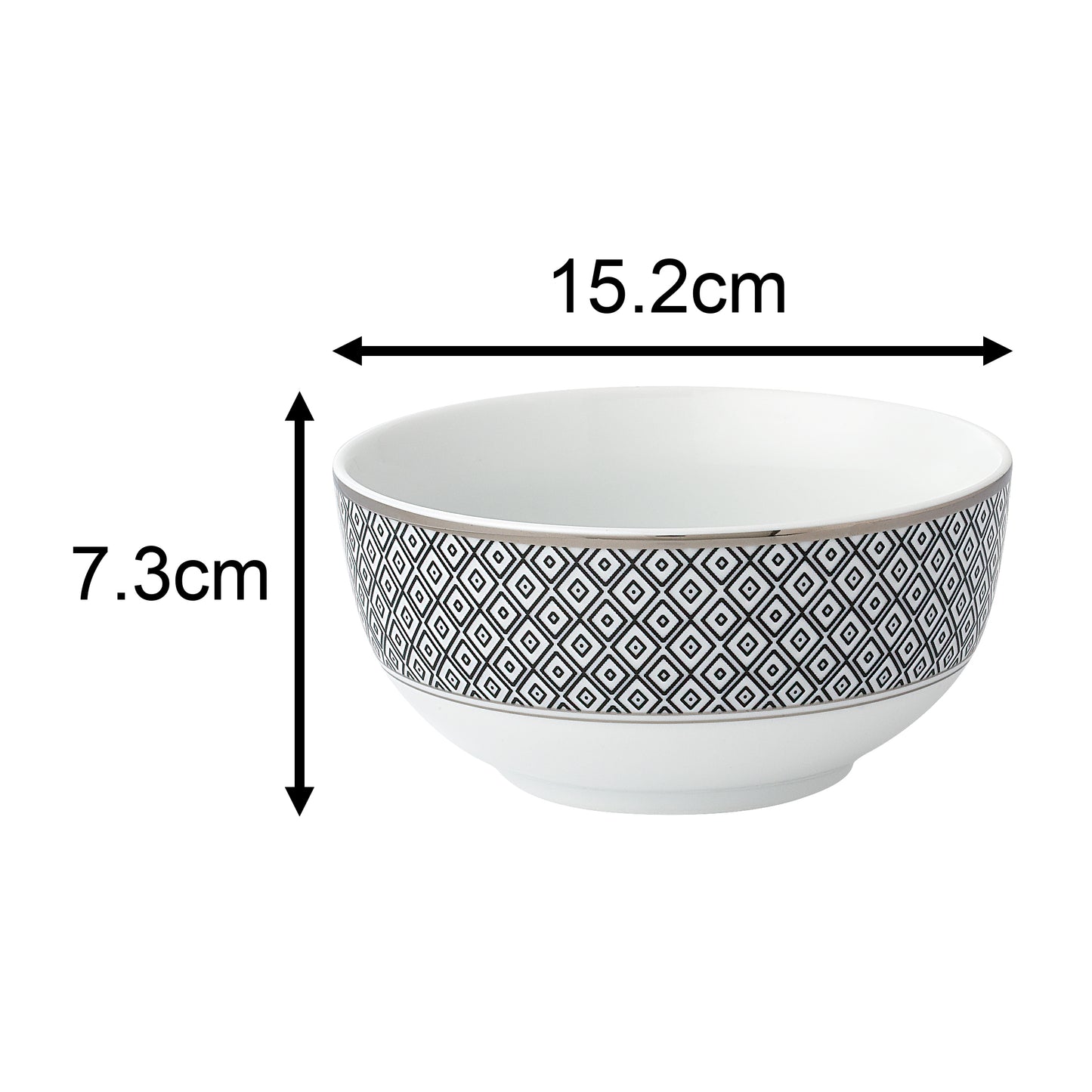 Black Diamond Silver Rim  Porcelain Dinnerware Set, 16 Pieces