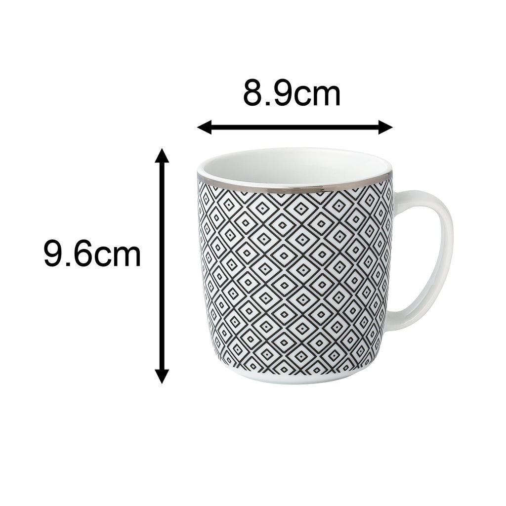 Waterside 16pc Black Diamond Silver Rim Porcelain Dinnerware Set (video attached)