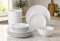 Waterside Premium 18 Pieces Vermont Super White Dinnerware Set,   - 6 Dinner Plates, Side Plates & Deep Bowls