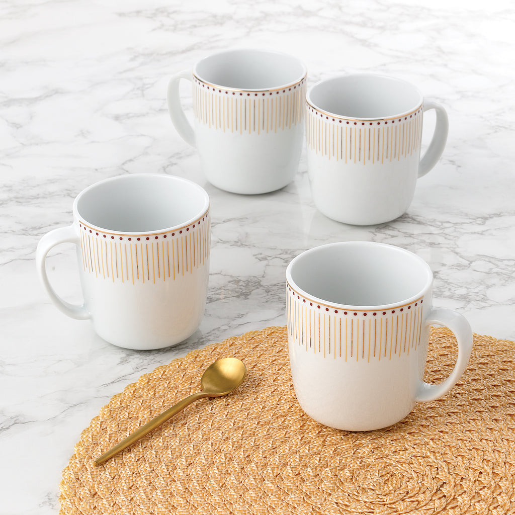 Waterside 4pk GOLD Radiance Porcelain Mug Set (video attached)