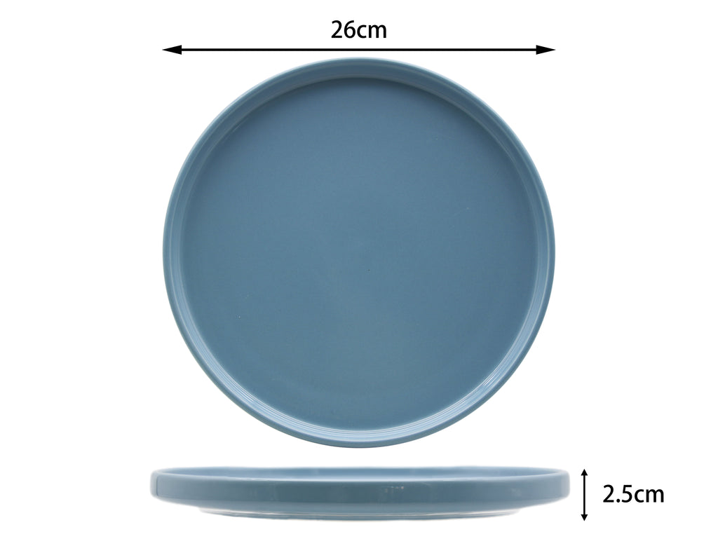 Waterside 12pc Pastel Blue, Lipped  Stoneware Dinnerware Set