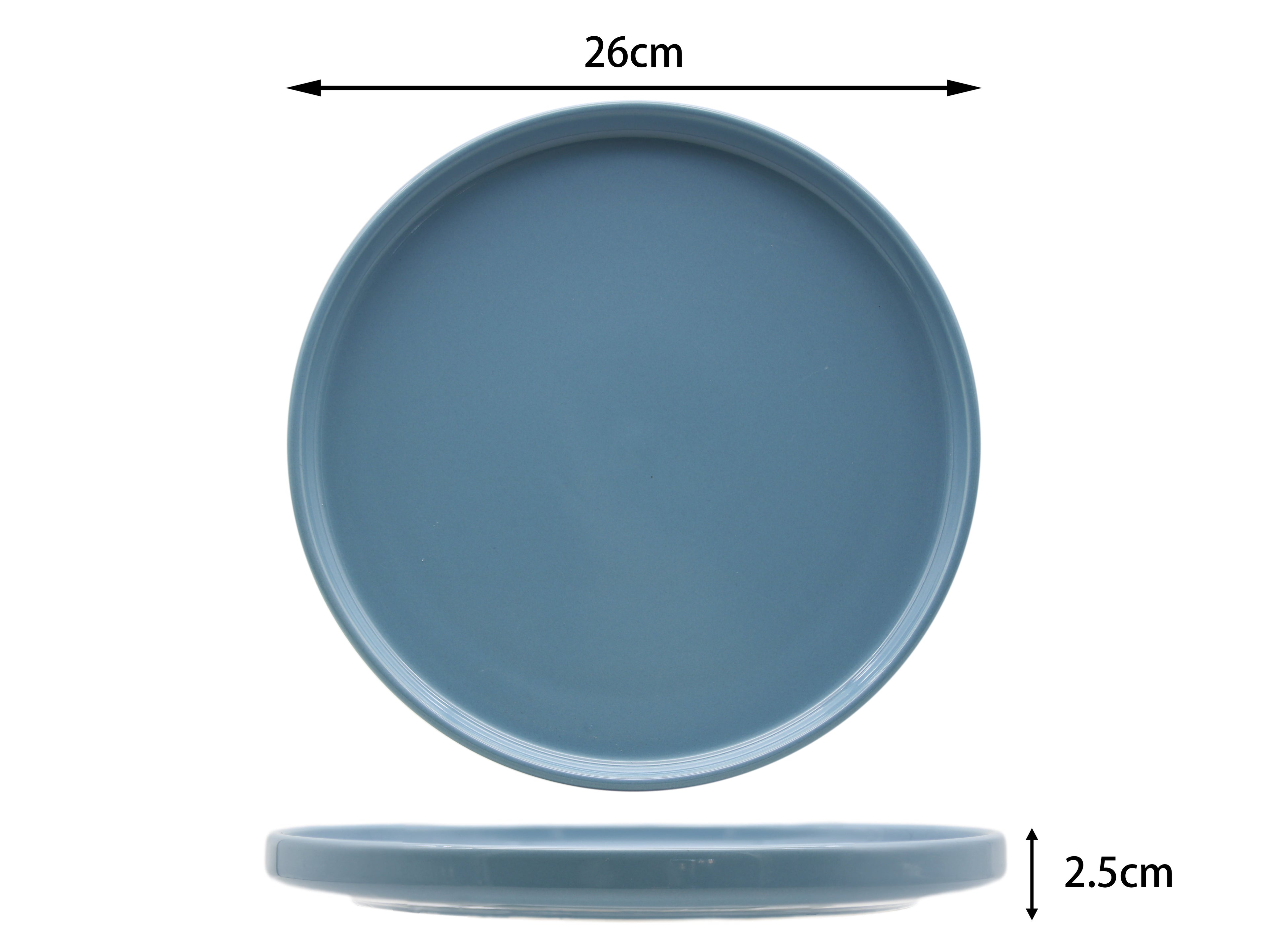 Waterside 12pc Pastel Blue, Lipped  Stoneware Dinnerware Set