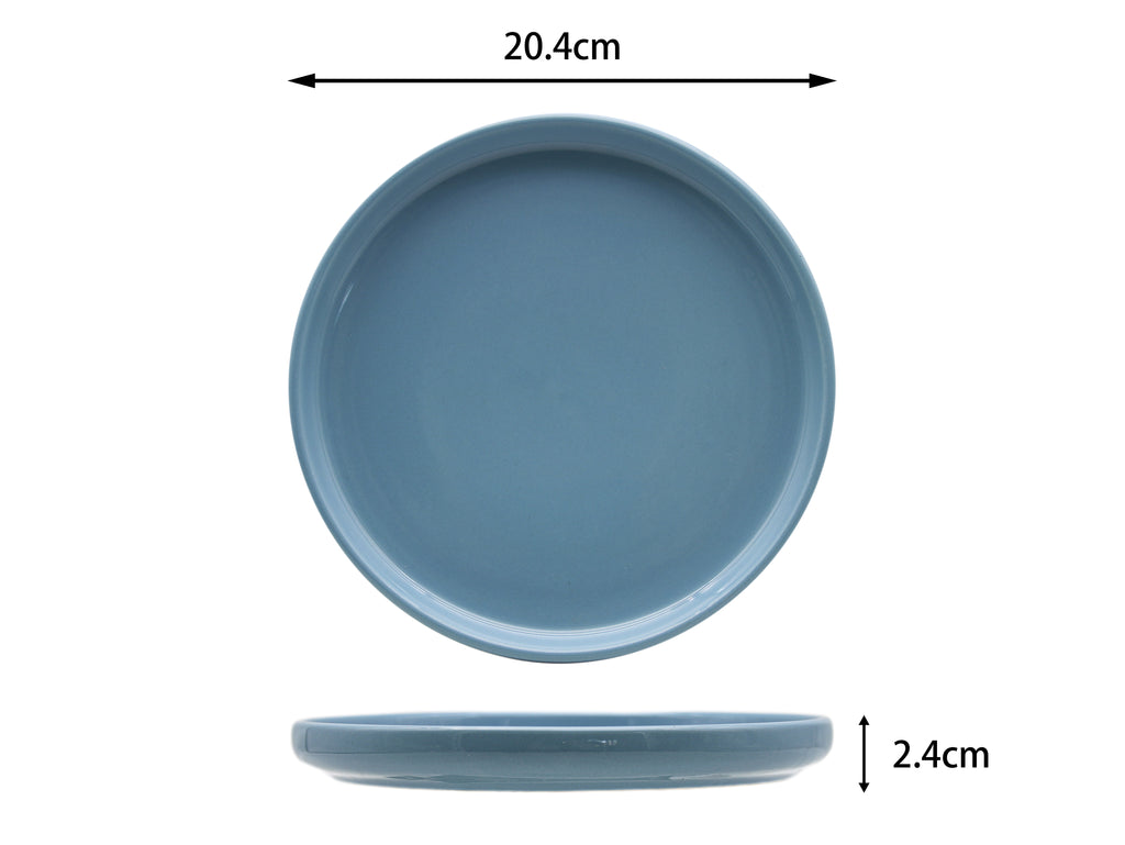 Waterside 12pc Pastel Blue, Lipped  Stoneware Dinnerware Set
