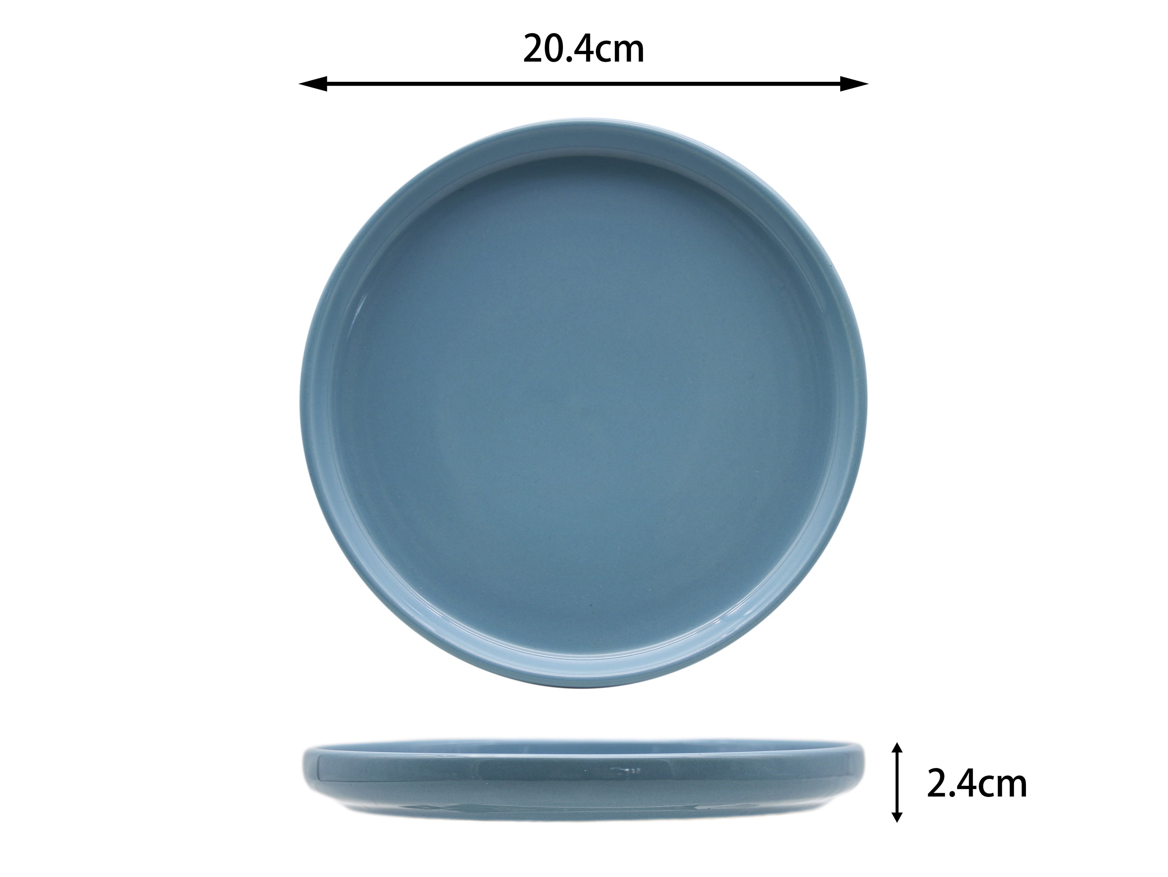 Waterside 12pc Pastel Blue, Lipped  Stoneware Dinnerware Set