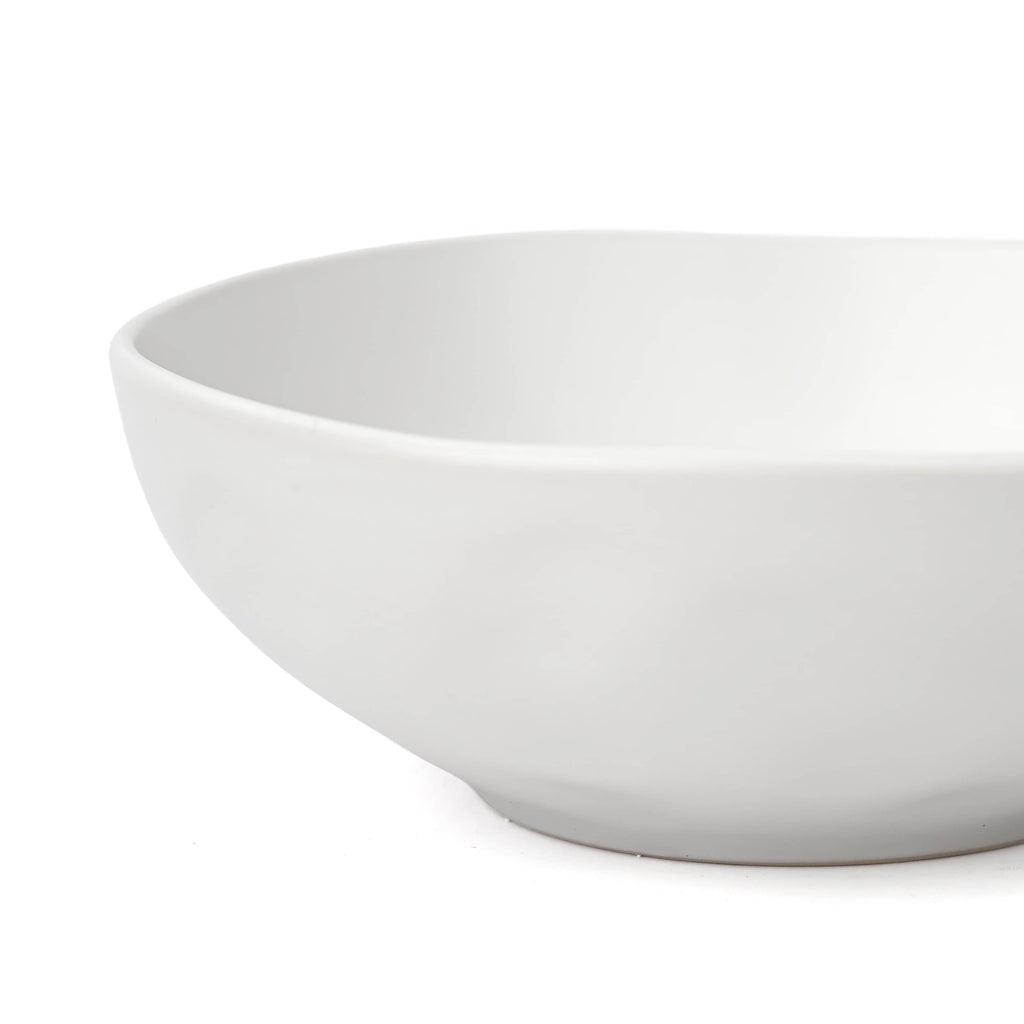 Waterside 12pc White Organic Irregular Shape Stoneware Dinnerware Set; 4 Dinner Plates, Side Plates & Deep Bowls