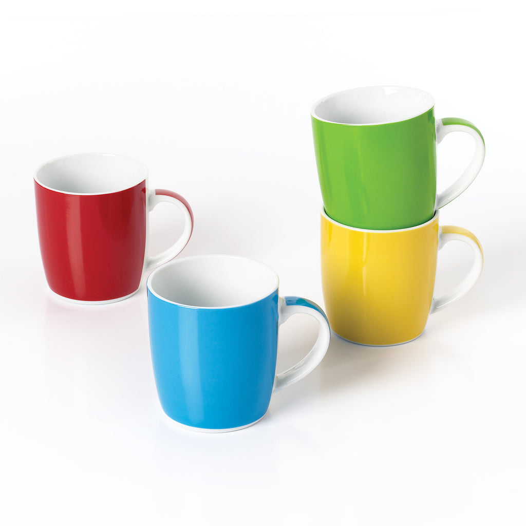 Waterside 4pc Colour Band Porcelain Mug Set ( video attached)