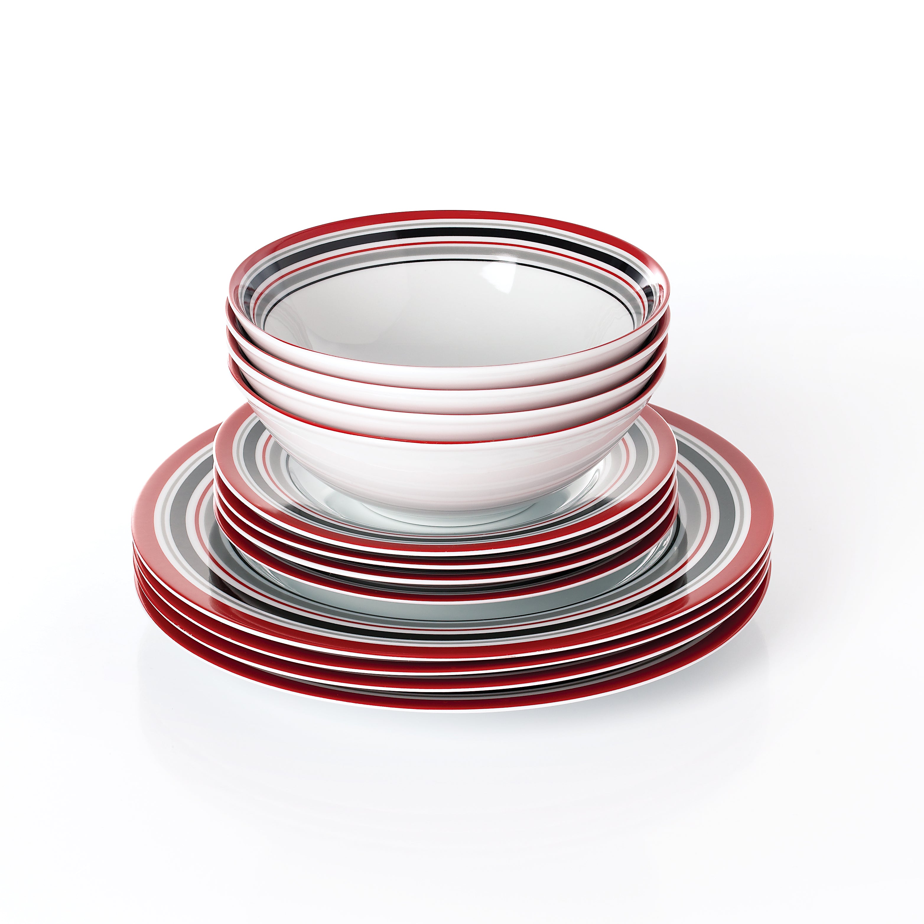 Waterside 12pc Brompton Burgundy Porcelain Dinner Set ( video attached)