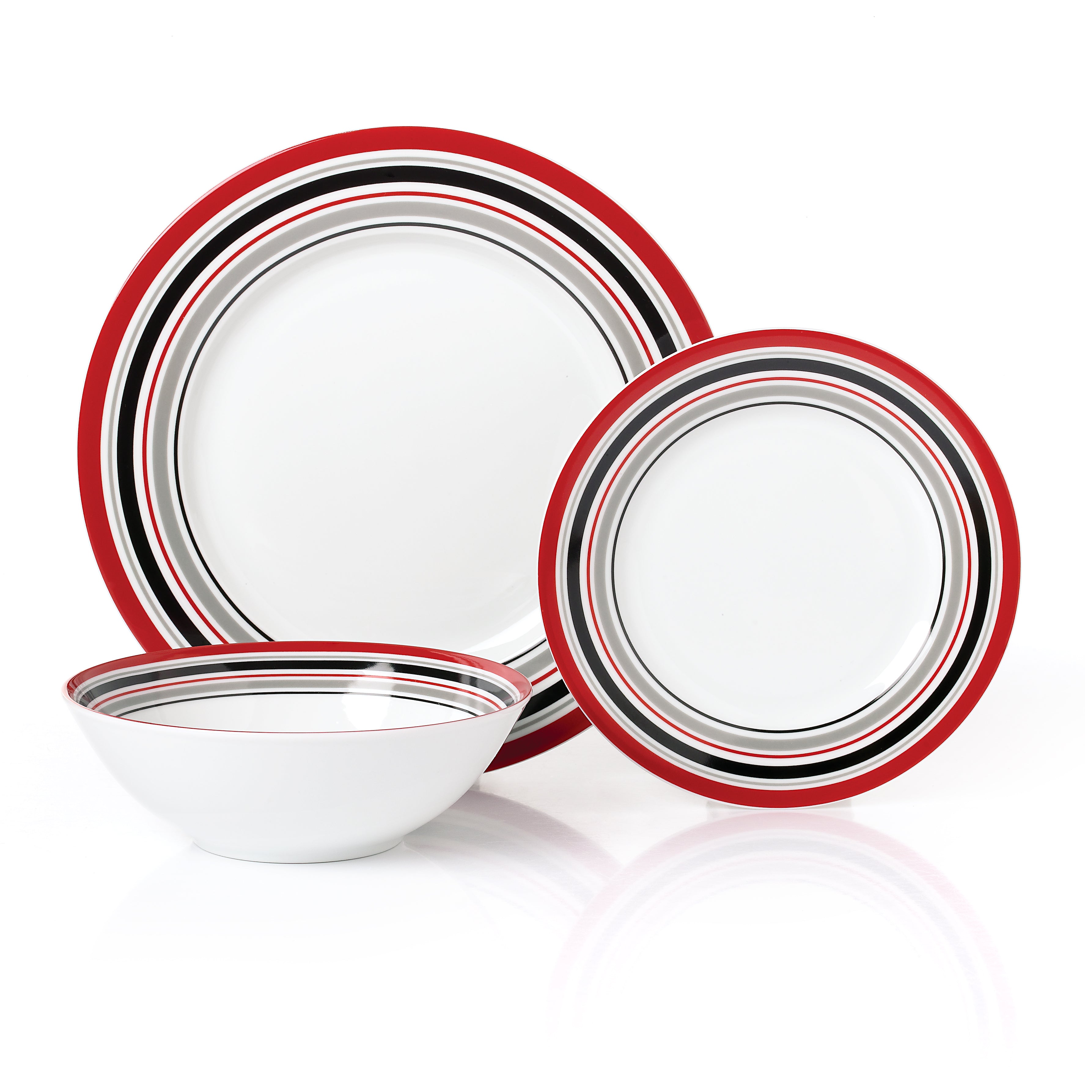 Waterside 12pc Brompton Burgundy Porcelain Dinner Set ( video attached)