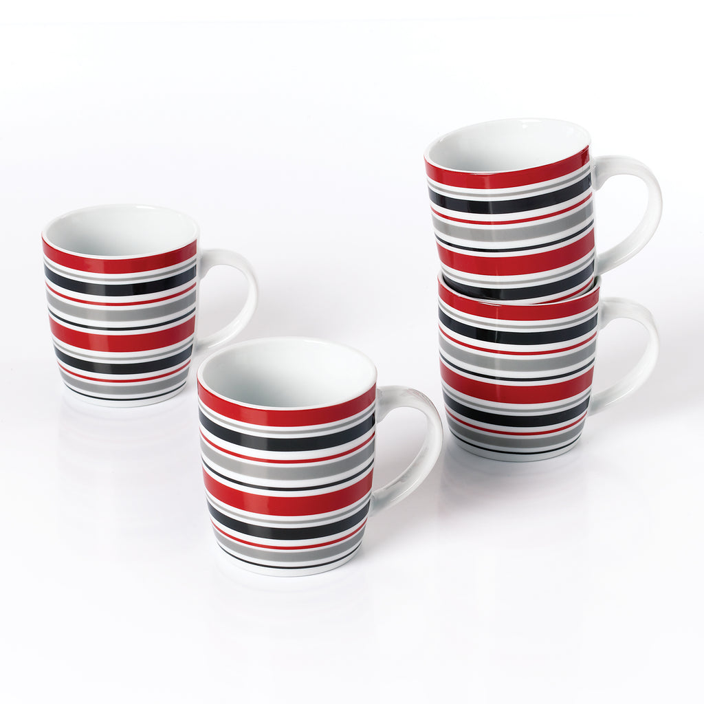 Waterside 4pc Brompton Burgundy Porcelain Mug Set ( video attached)