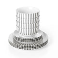 Waterside 12pc Grey Stripe Porcelain Dinner Set ( video attached)