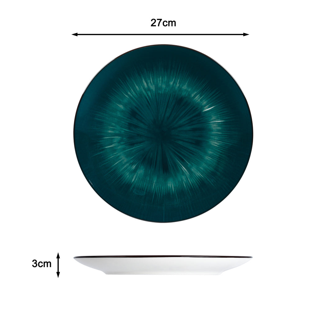 Waterside 12pc Emerald Green Star Porcelain Dinner Set (video attached)