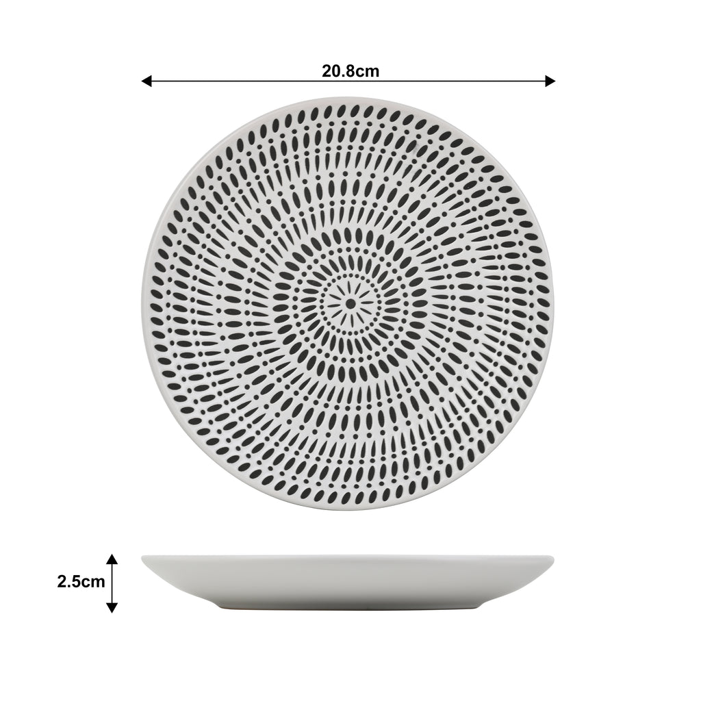 *** SPECIAL OFFER *** Waterside 16pc White Dash Stoneware Dinner Set; 4 Dinner Plates, Side Plates, Deep Bowls & Shallow Bowls