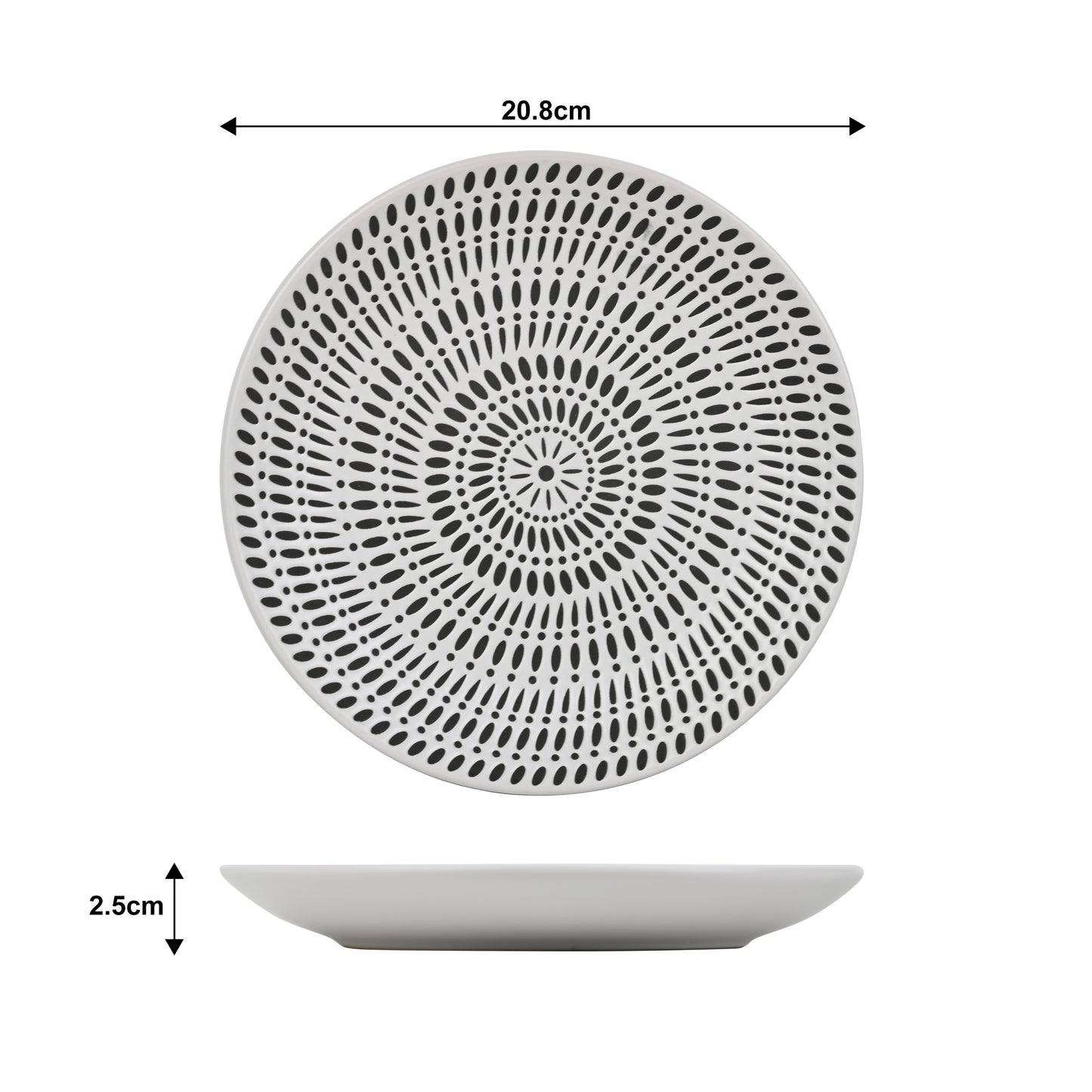 White Pad Print Stoneware Dinner Set, 16 Pieces