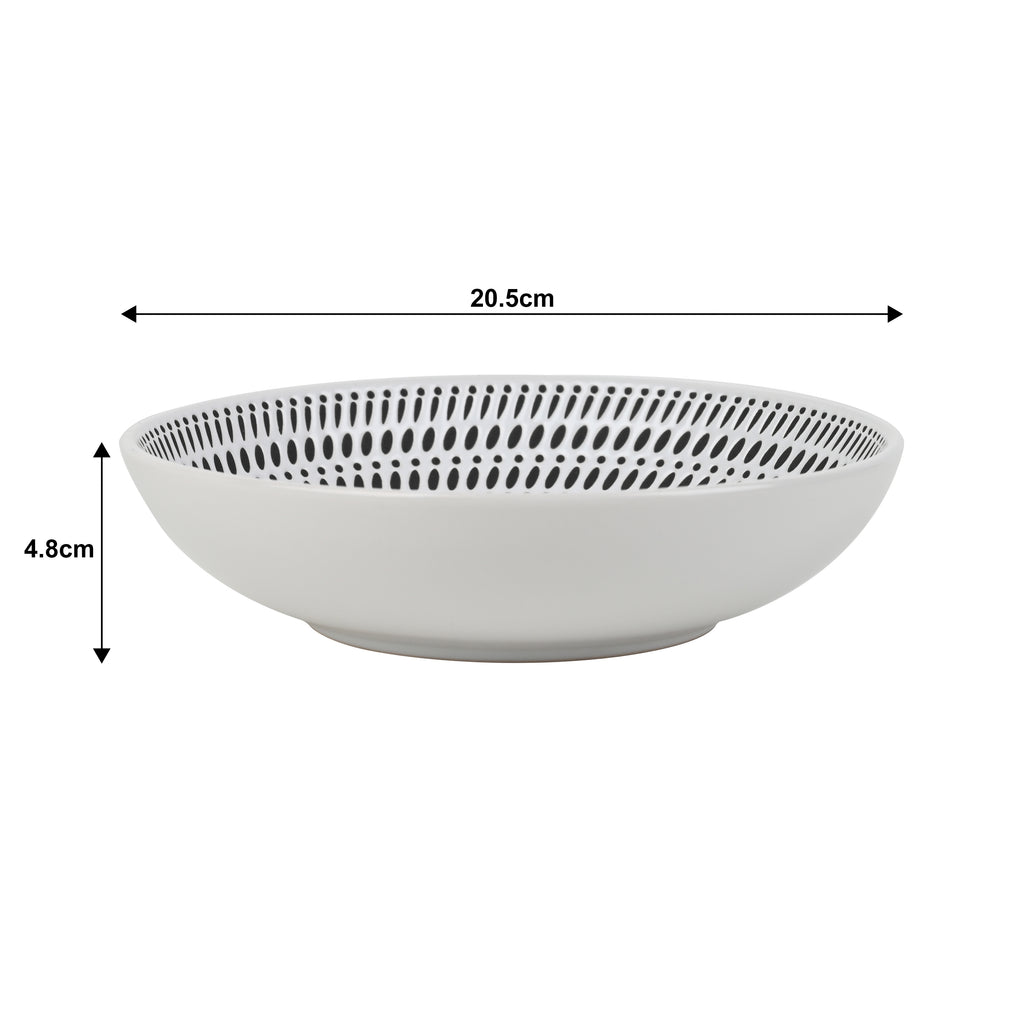 *** SPECIAL OFFER *** Waterside 16pc White Dash Stoneware Dinner Set; 4 Dinner Plates, Side Plates, Deep Bowls & Shallow Bowls