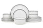 Stackable White with Black Rim Porcelain Dinner Set, 12 Pieces