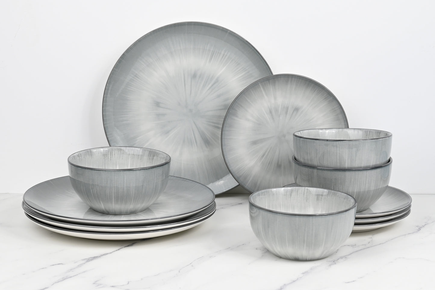 Grey Star Reactive Glaze Porcelain Dinner Set, 12 Pieces