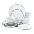 Waterside 12pc Platinum Rim Porcelain Dinner Set (video attached)