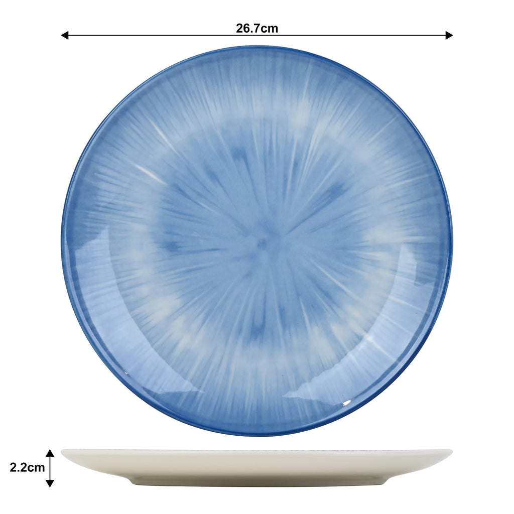 Waterside 12pc Blue Star Reactive Glaze Porcelain Dinner Set
