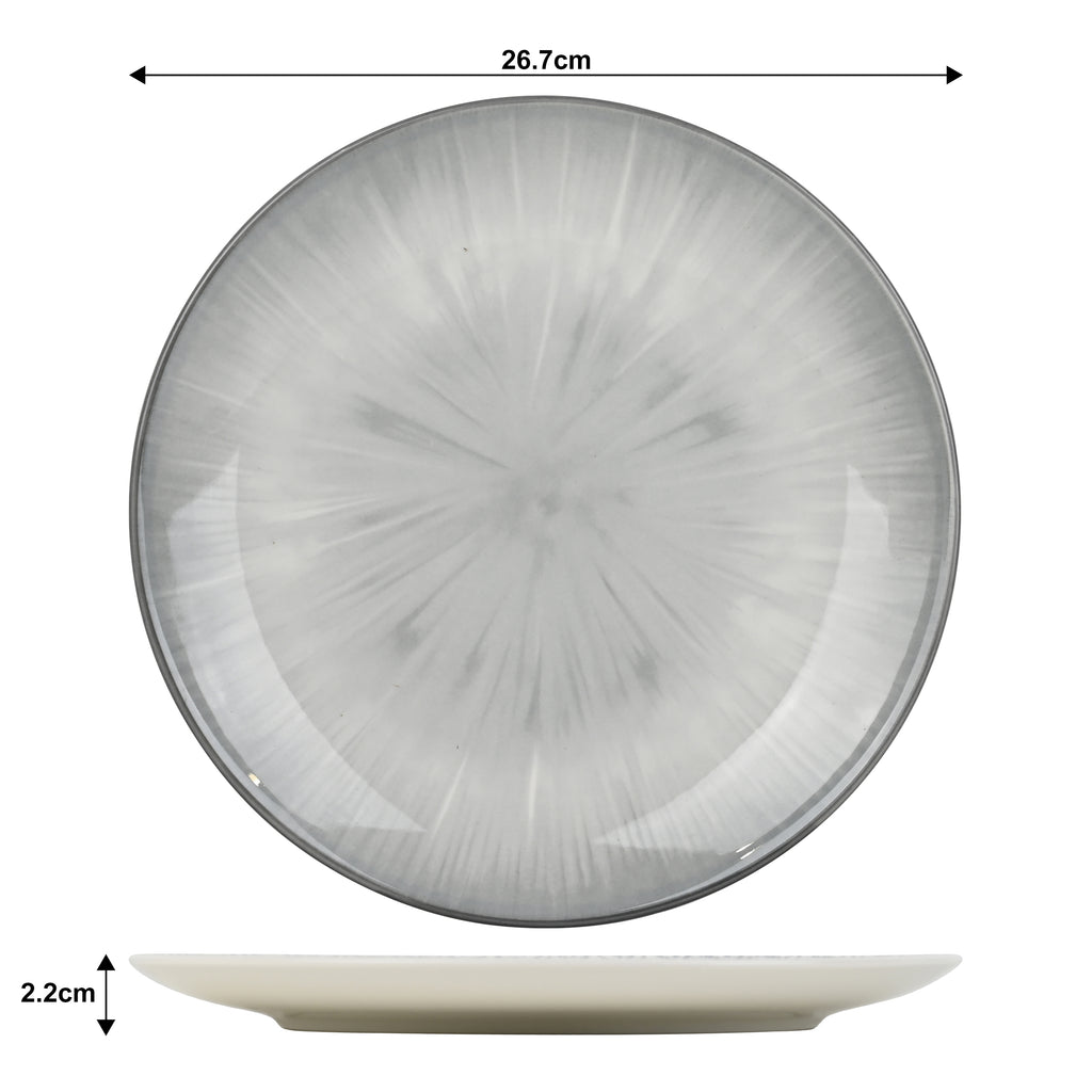 Waterside 12pc Grey Star Reactive Glaze Porcelain Dinner Set