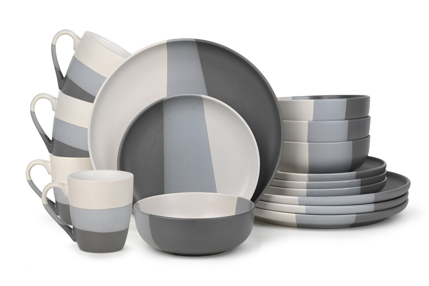 Dipped 3tone Stoneware Dinnerware Set, 16 Pieces