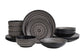 Pad Print Black Stoneware Dinner Set, 16 Pieces