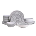 *** SPECIAL OFFER *** Waterside 16pc White Dash Stoneware Dinner Set; 4 Dinner Plates, Side Plates, Deep Bowls & Shallow Bowls
