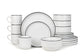Stackable White with Black Rim Porcelain Dinner Set, 16 Pieces