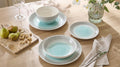 Waterside 24pc Spinwash Blue & Grey Porcelain Dinnerware Set