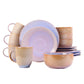 Reactive Glaze Purple Stoneware Dinner Set, 16 Pieces