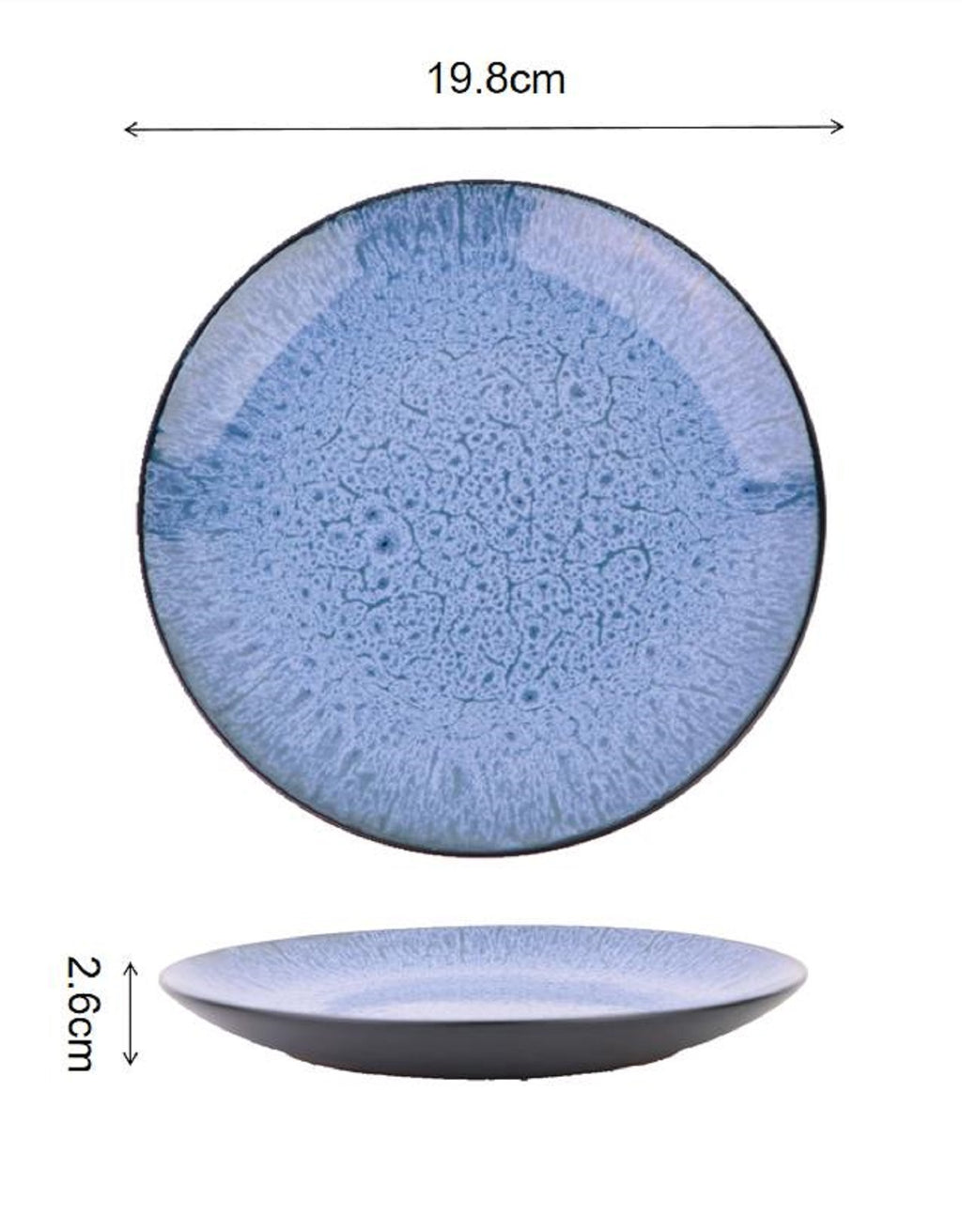 Waterside 12pc Blue Reactive Glaze Stoneware Dinnerware Set; 4 Dinner Plates, Side Plates & Deep Bowls