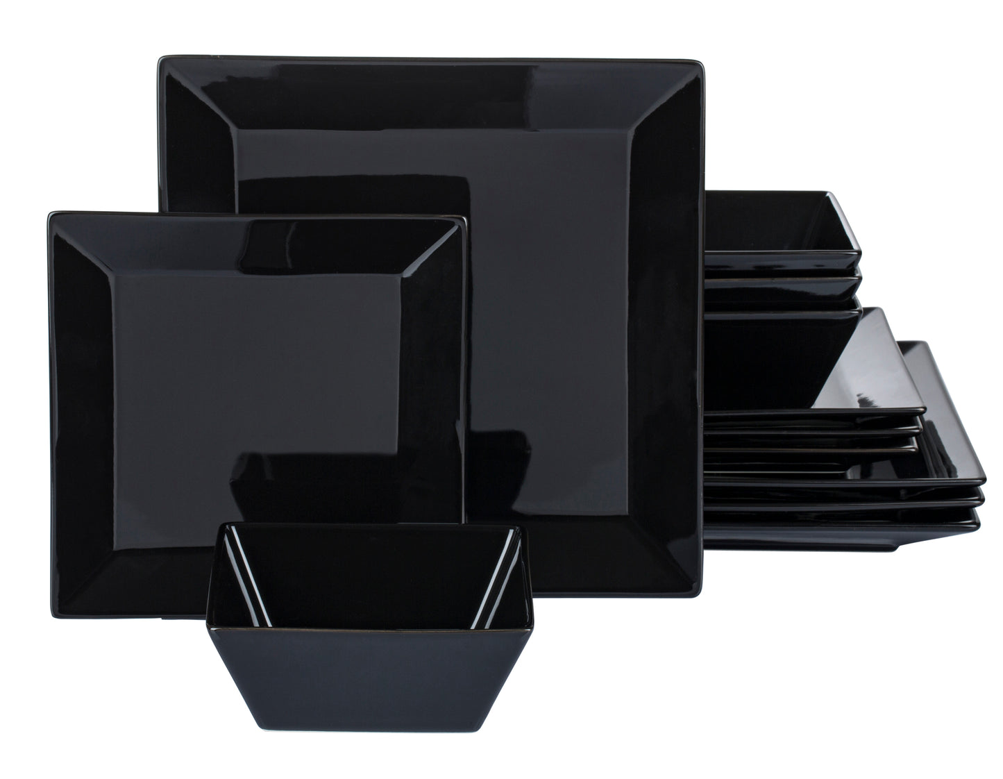 12Pc Soho Black Square Dinner Set