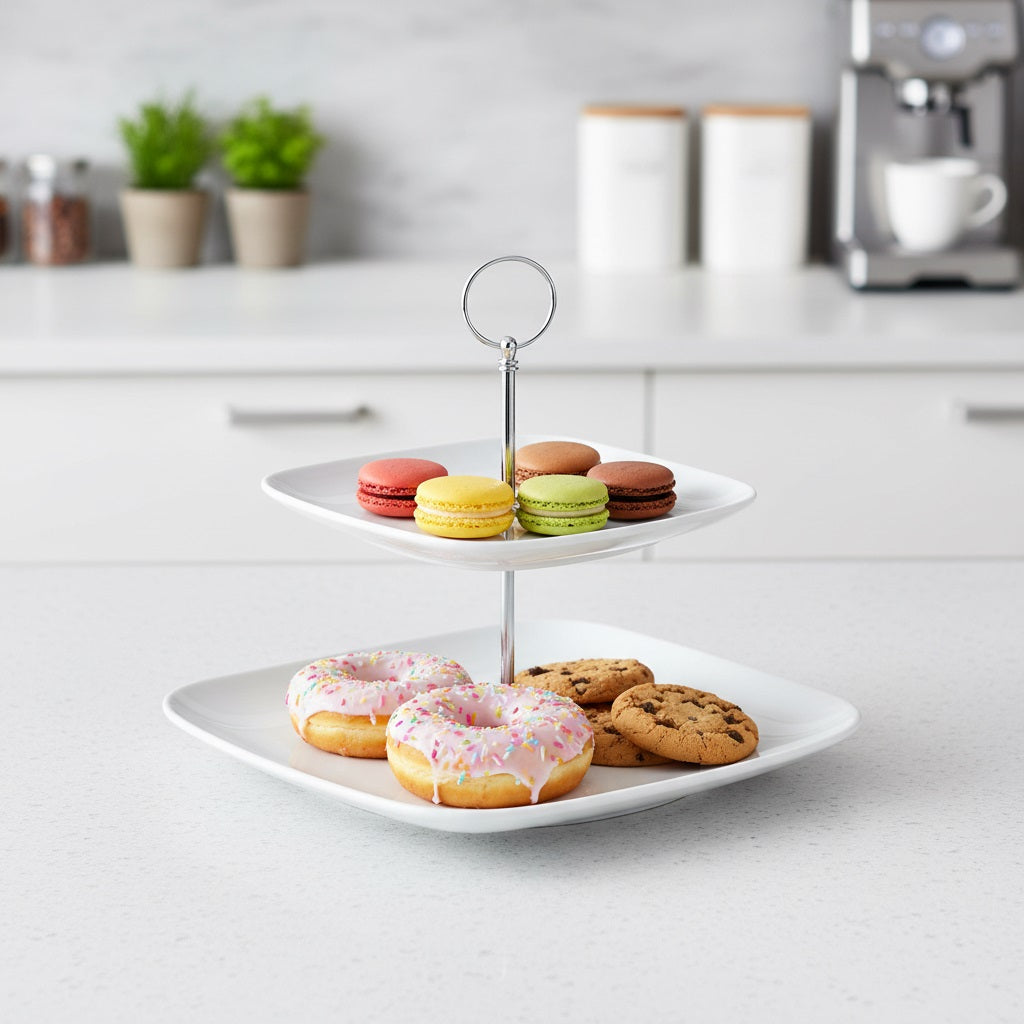 Waterside Two Tier Square Cake Stand