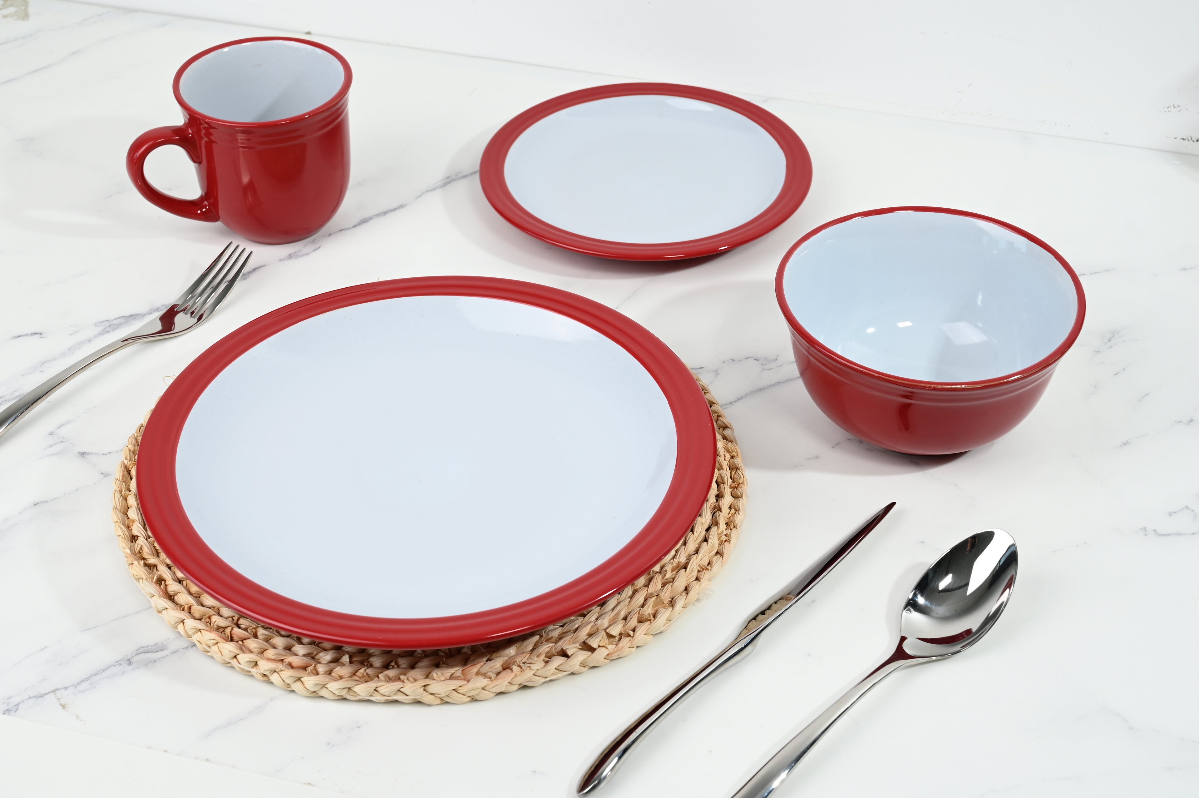 Waterside 16pc Camden Red Stoneware Dinnerware Set