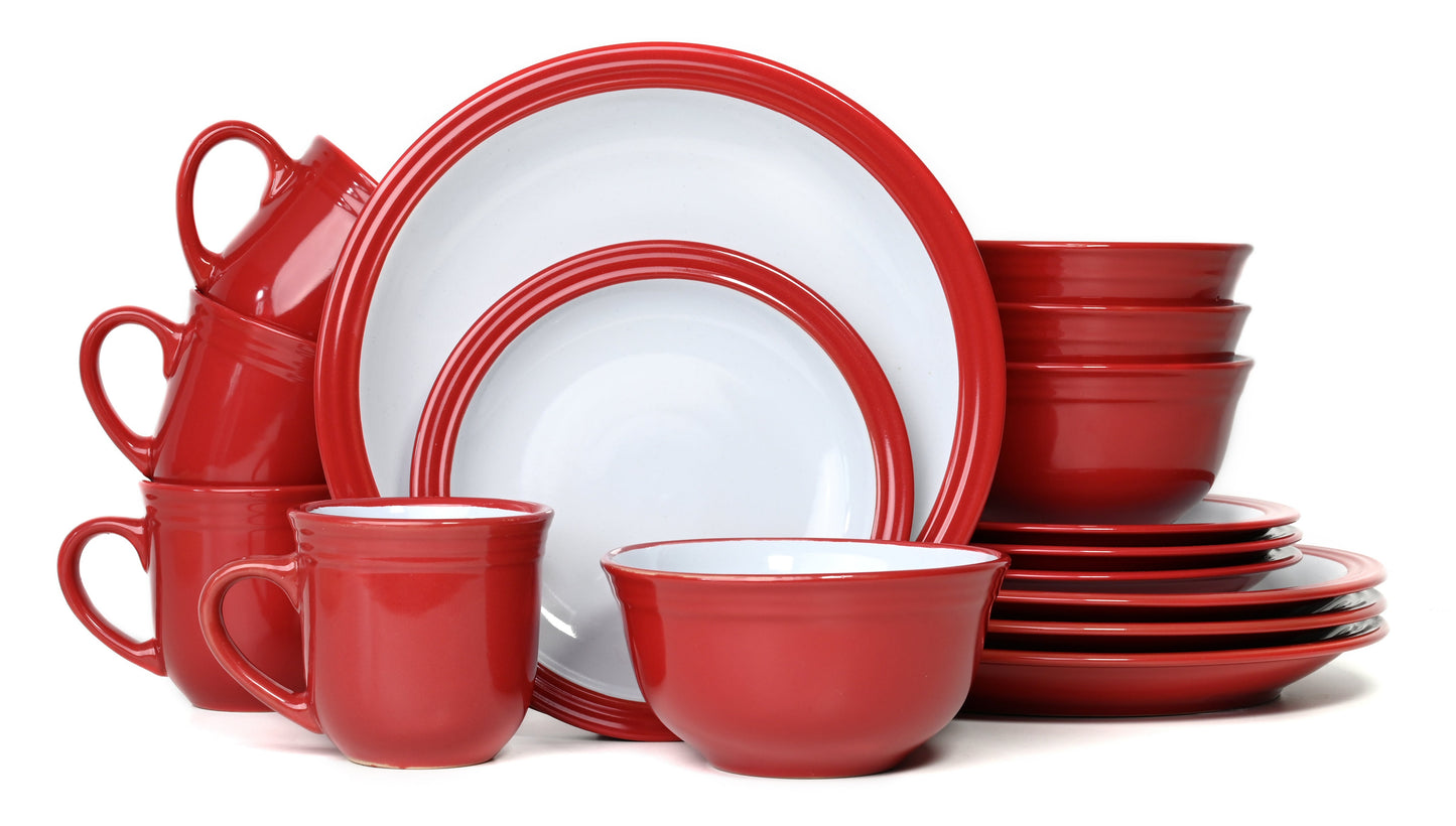 Camden Red Xmas Stoneware Dinnerware Set, 16 Pieces