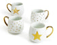 *** SPECIAL OFFER ***   Shiny Gold Star Christmas Porcelain Hug Mugs, 4 Pieces