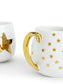 *** SPECIAL OFFER ***   Shiny Gold Star Christmas Porcelain Hug Mugs, 4 Pieces